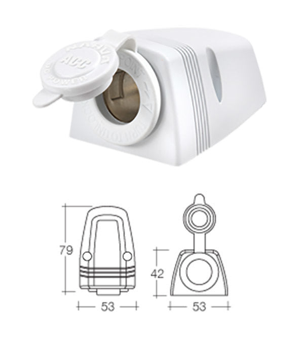 Narva Cigarette Lighter Socket Surface Mount 12V Dc Adapter Caravan New 81025Wbl
