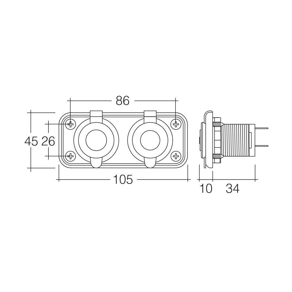 Narva Dual 12V Cigarette Lighter Socket Adapter