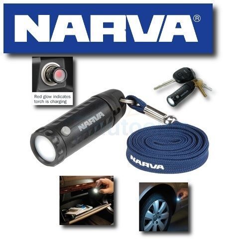 Narva Mini Led Torch Rechargable From Dash Cigarette Socket Fits Keyring 81036Bl