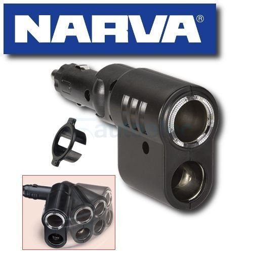 Narva Double Adapter Dual Cigarette Lighter Accessory Socket 12V Caravan 81040