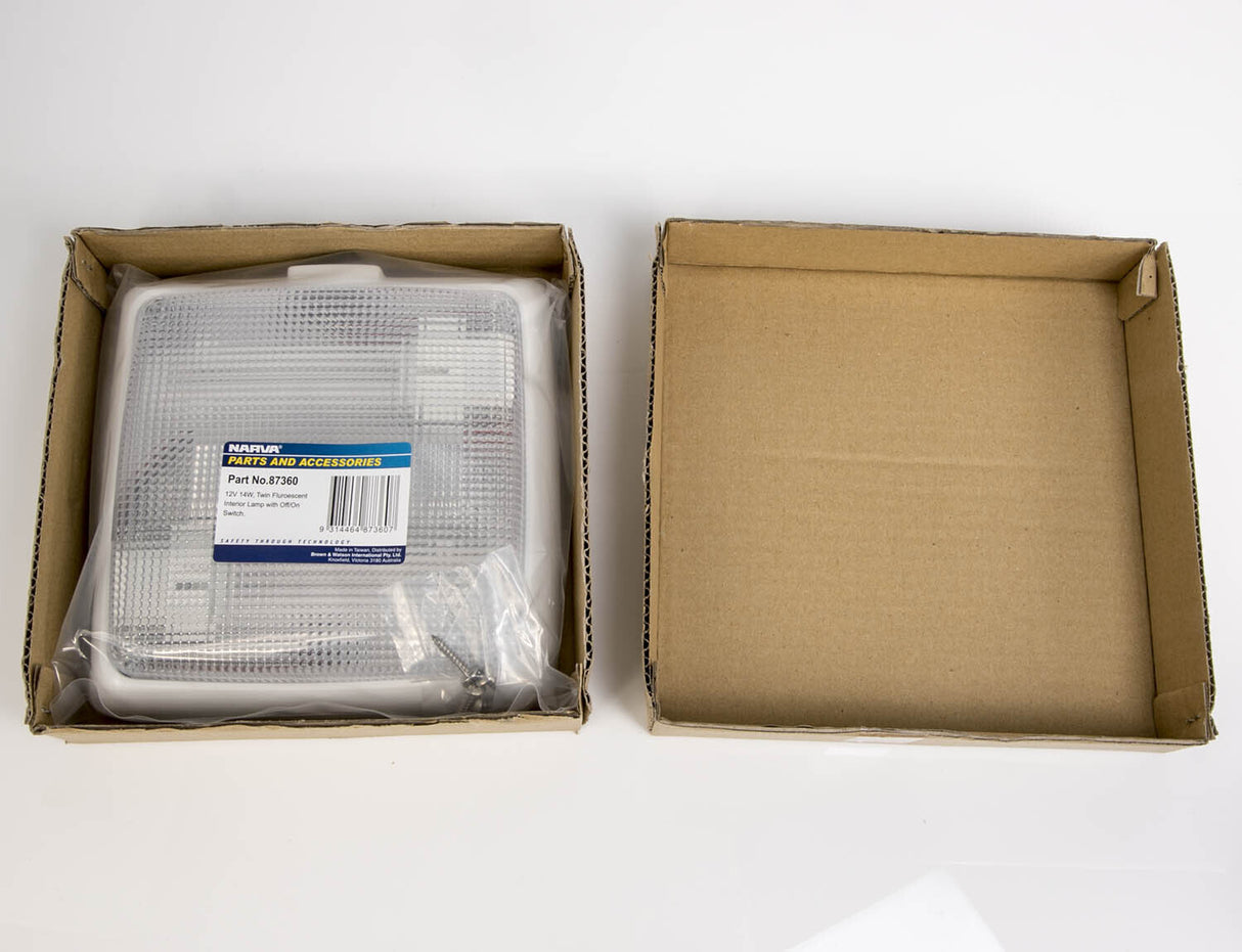 4 x Narva Square 14W 12V Twin Fluro Interior Light with Switch