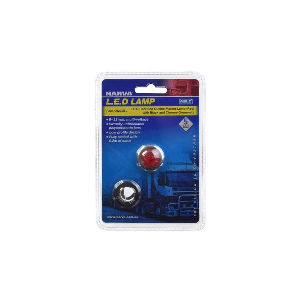 Narva 9-33V Model 2 LED Rear End Outline Marker Lamp Black + Chrome Blister Pack Of 1