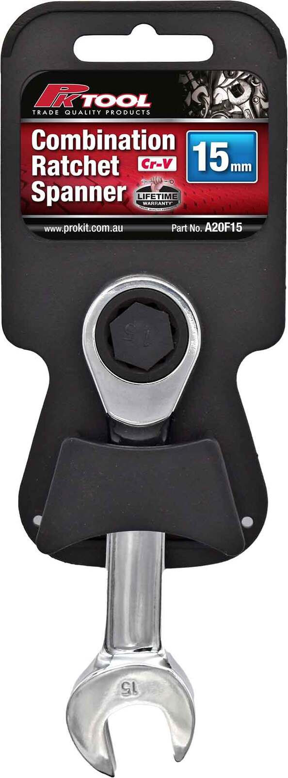 PK Tool Spanner Combination Ratchet Stubby 15mm