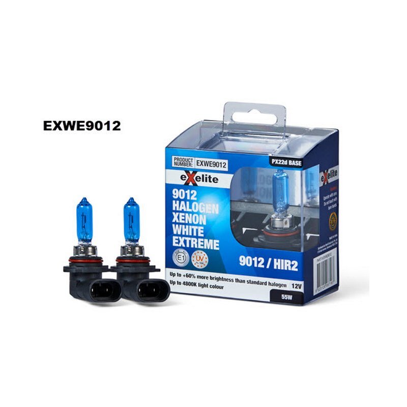 Exelite Halogen Headlight Bulbs HIR2 12V 55W B4 White Extreme 2x Pack