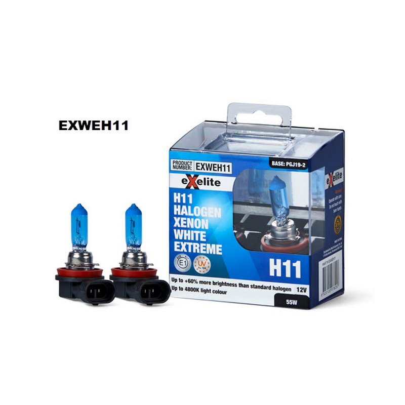 Exelite Halogen Headlight Bulbs H11 12V 55W B4 XENON 2x Pack 62211CBB-HCB