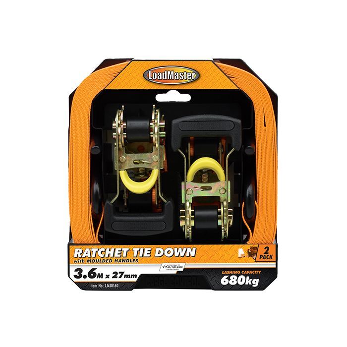 Loadmaster 2Pc 3.6Mtr Ratchet Tie Down Set