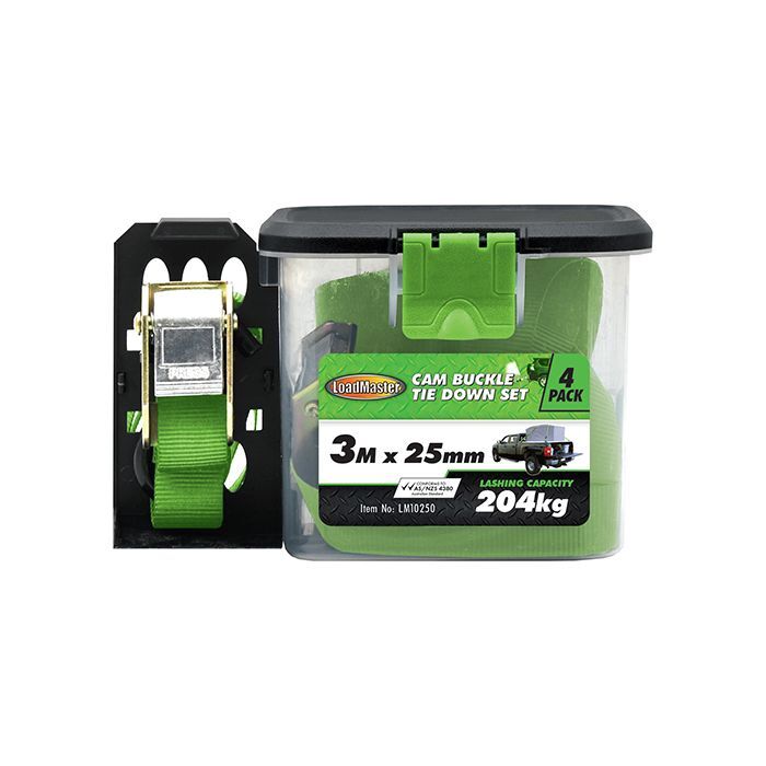 Loadmaster 4 Piece 3Mtr Cam Buckle Down Set