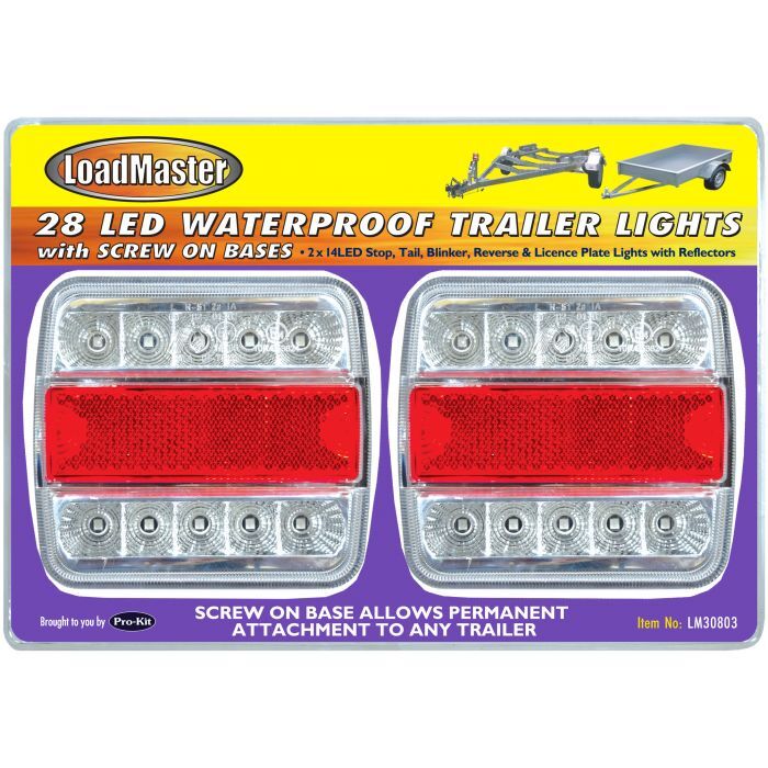 Loadmaster 2Pc Trailer Lights 28Led Waterproof With Screw On Bases