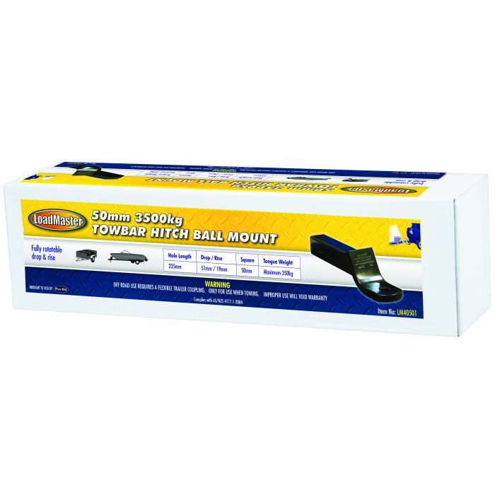 Loadmaster 50mm Square Towbar Hitch Ball Mount- 3500Kg -235mm Hole