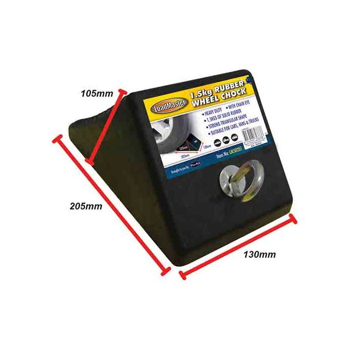 Loadmaster Heavy Duty Solid Rubber Triangular Wheel Chock With Chain Eye