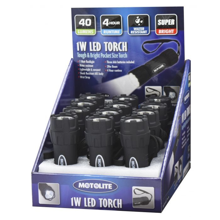 Motolite 1W Led Torch In 12Pc Pos
