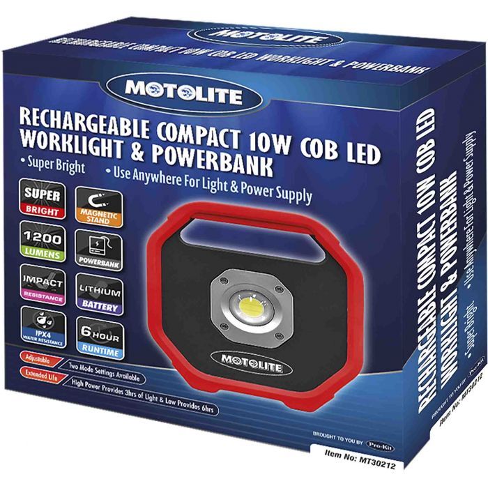Motolite Rechargeable Compact 10W Cob Led Work-Light Power-Bank
