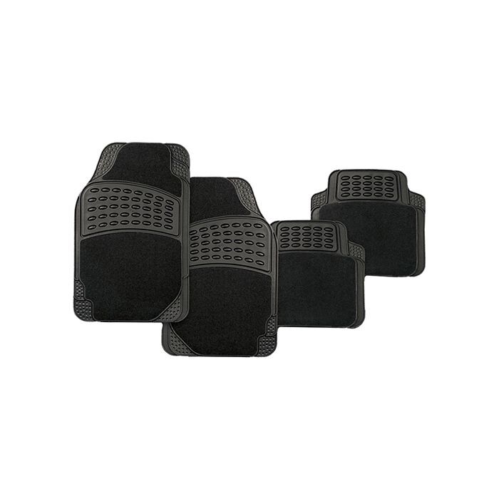 PC Covers 4 Piece Black Carpet/Rubber Mat Set