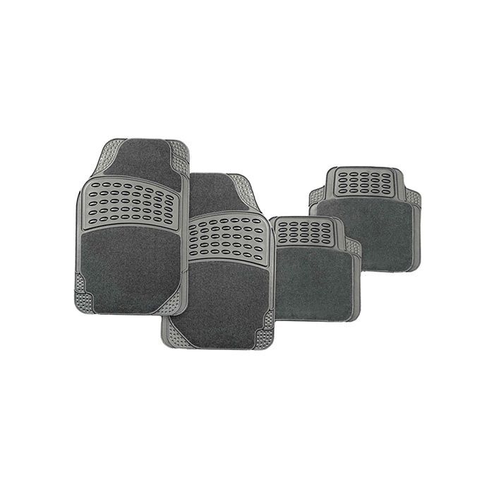 PC Covers 4 Piece Grey Carpet/Rubber Mat Set