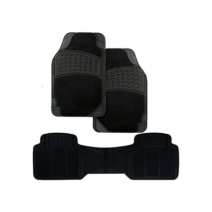PC Covers 3Pc Black Carpet/Rubber Mat Set