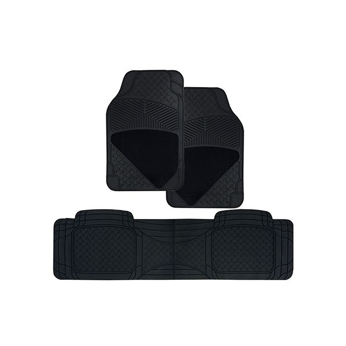 PC Covers Mat Set 3Pc Carpet And Rubber Black