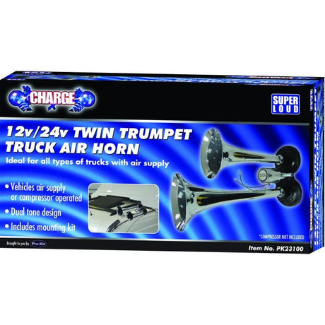 Charge Horn 24V Twin Trumpet Truck Style
