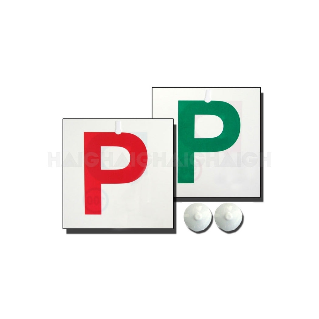 D Sided Red & Green P plates with Suction Cups