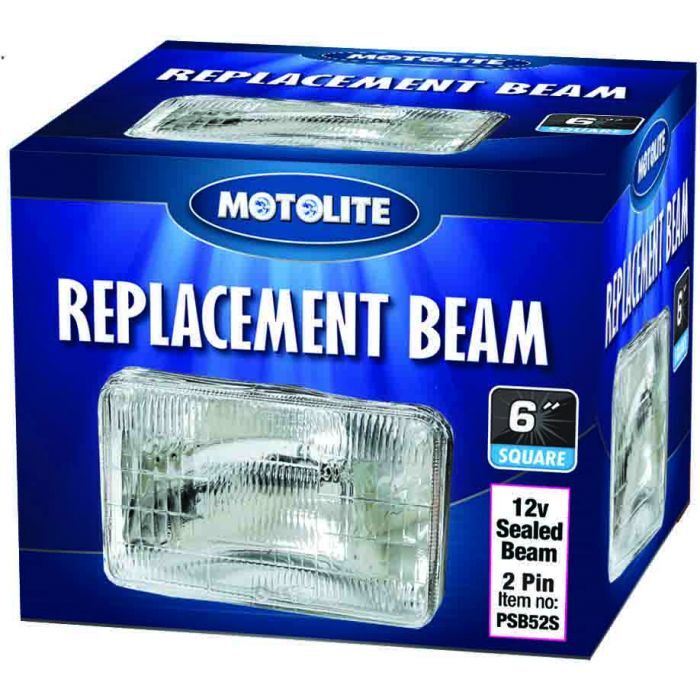 Motolite Sealed Beam 6'' 12V Square Small 2 Pin