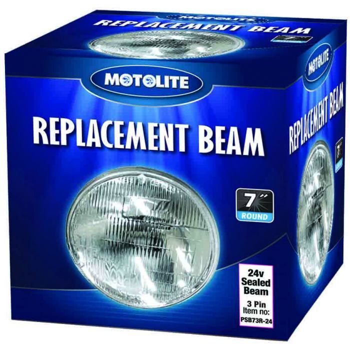 Motolite Sealed Beam 7'' 24V Round Large 3 Pin