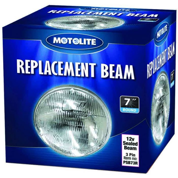 Motolite Sealed Beam 7'' 12V Round Large 3 Pin