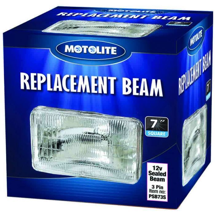 Motolite Sealed Beam 7'' 12V Square Large 3 Pin