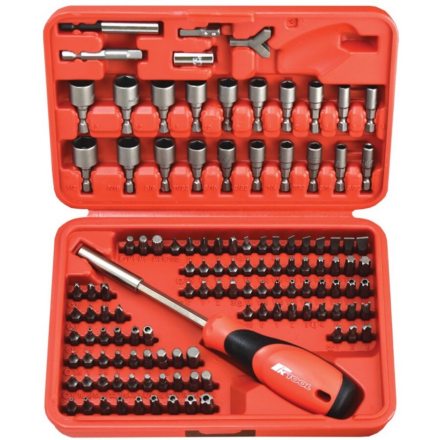 PK Tool 122 Piece Bit Driver Set Including Hex, Star, Tamperproof Star, Clutch, Tri-Wing, Spanner, Spline and Square Bits PT11981