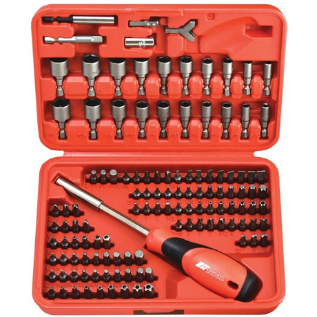 PK Tool 122 Piece Bit Driver Set Including Hex, Star, Tamperproof Star, Clutch, Tri-Wing, Spanner, Spline and Square Bits PT11981