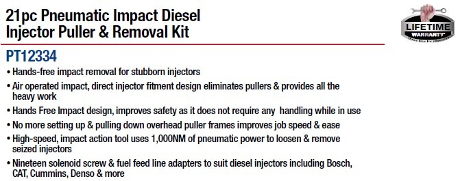 PK Tool Injector Puller Tool Kit 21pc Pneumatic Impact Puller with 19 Adaptors & Air Hose