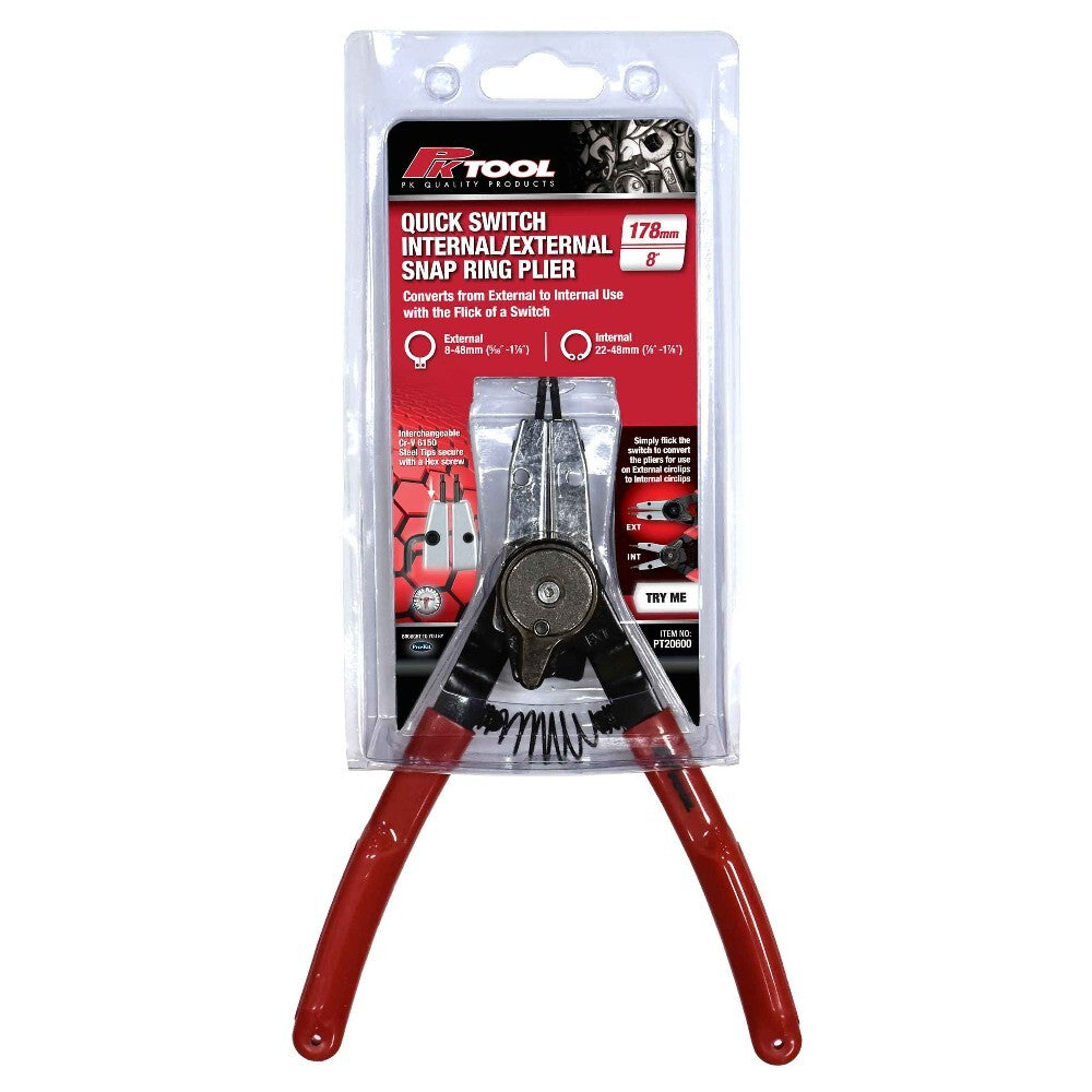 PK Tool Plier 8'' Circlip Combination Internal-External Strait & 90Deg Nose