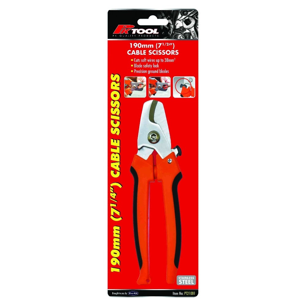 PK Tool Cable Scissors 190mm Cuts Cable Up To 38mm Square