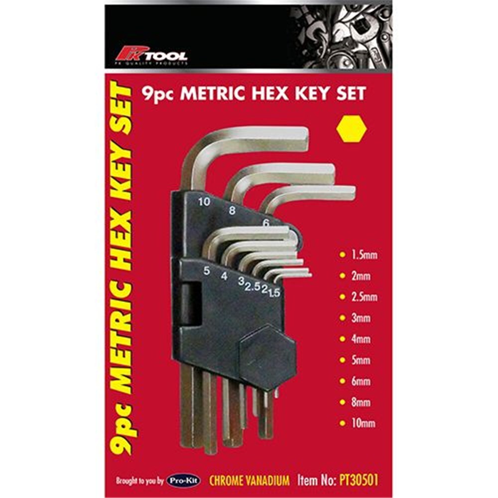 PK Tools Hex Key Set 9 Piece Metric PT30501