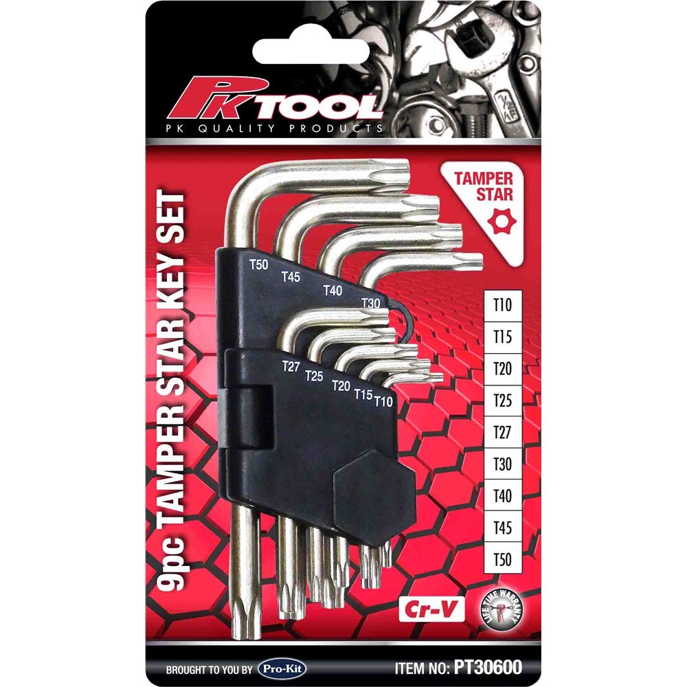 PK Tools Cr-V Tamper Proof Star Key Set 9 Piece PT30600