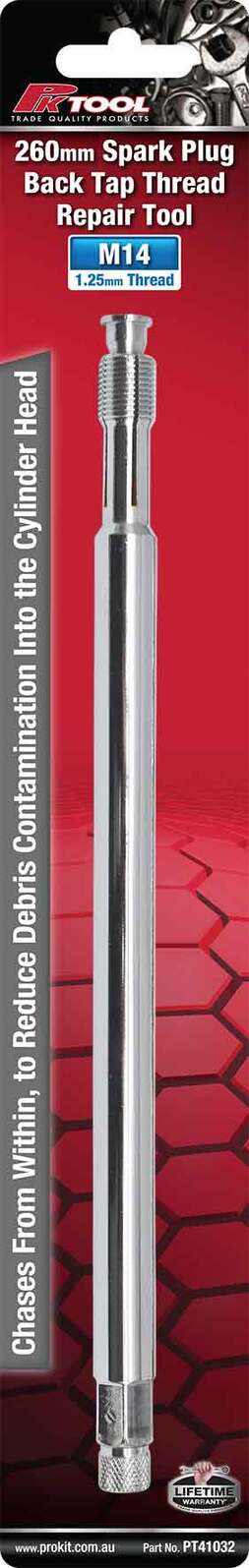 PK Tool Spark Plug Hole Re-Threader 260mm Long M14 x 1.25mm Thread