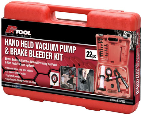 22Pc Hand Held Vacuum Pump & Brake Bleeder Kit