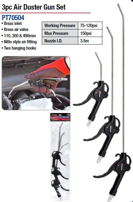 PK Tool Air Blower-Duster Gun 3pc 110, 300 & 490mm with Nitto Style Fitting