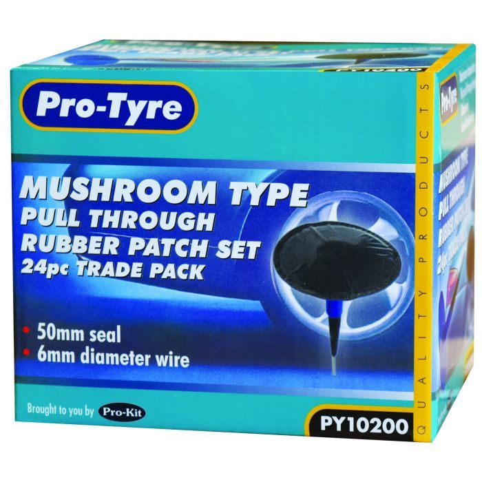 Protyre Mushroom Type Pull Through Rubber Patches Set- 24Pc