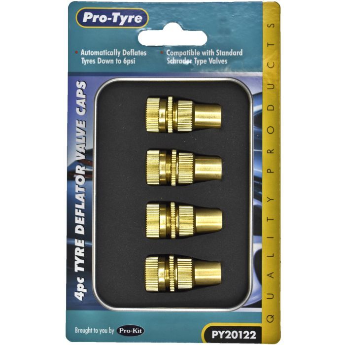 ProKit 4 Piece Tyre Deflator Valve Caps