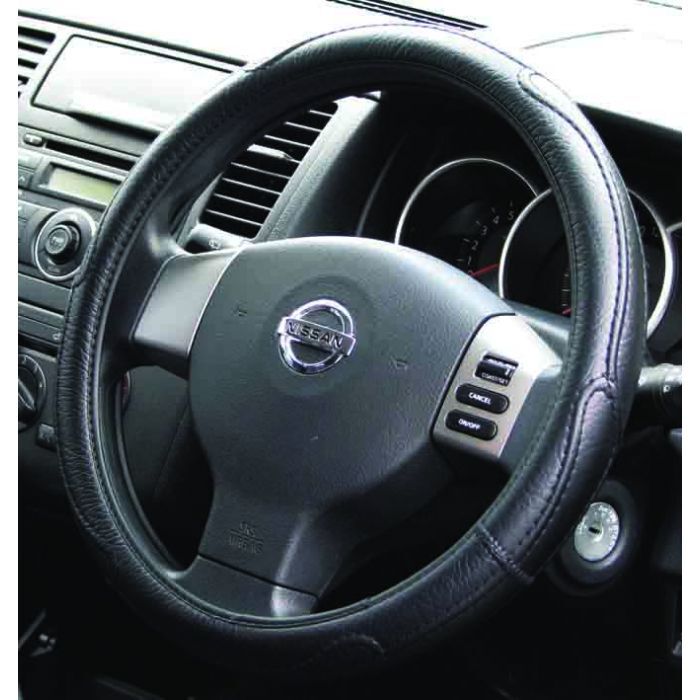 PC Covers 40 cm Rough Leather Look Steering Wheel Cover Black/Grey