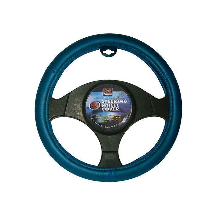 PC Covers 38cm Steering Wheel Cover Rough Leather Look Blue