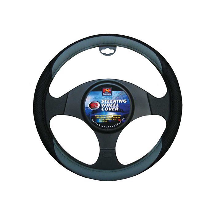 PC Covers 38cm Steering Wheel Cover Velvet Feel Two Tone Dark Grey/Light Grey