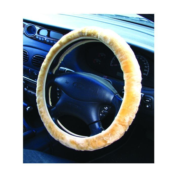PC Covers 38cm Steering Wheel Cover Sheep Skin Beige