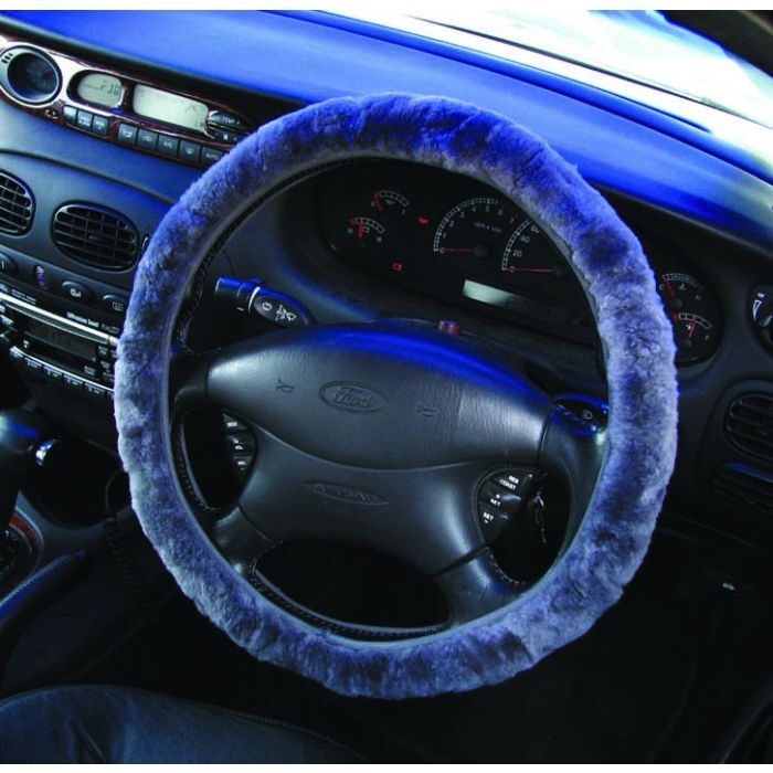 PC Covers 38cm Steering Wheel Cover Sheep Skin Charcoal