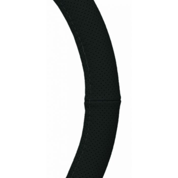 PC Covers 38cm Steering Wheel Cover Genuine Leather Perforated Black