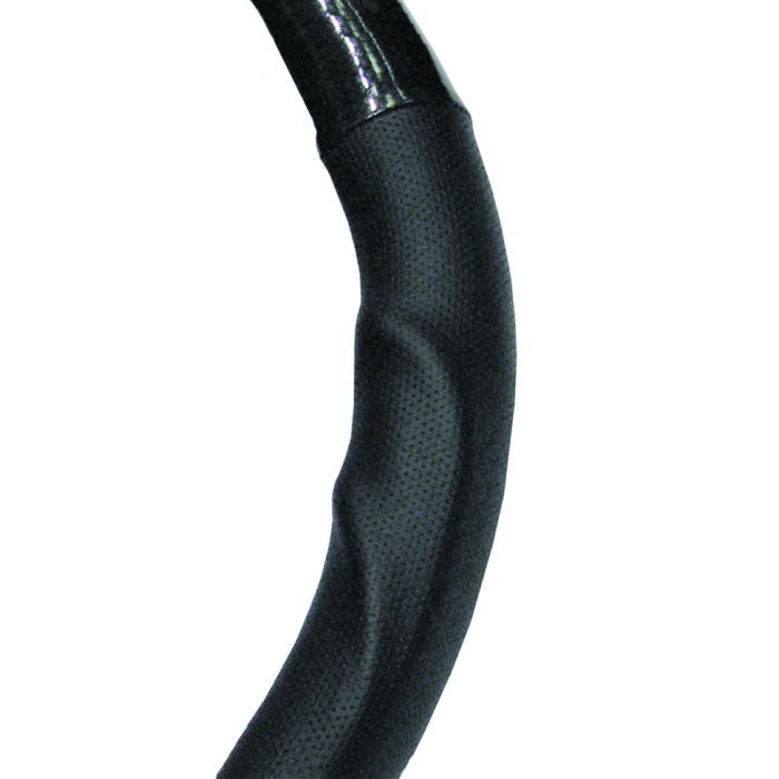 PC Covers 38cm Steering Wheel Cover Leather Feel, Raised Grip Carbon Inserts Black