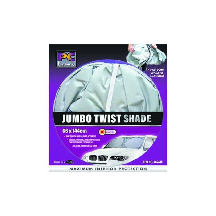 PC Covers Jumbo Front Twist Sun Shade For Large Cars 144 x 66cm