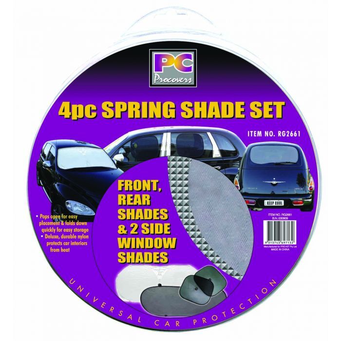 PC Covers 4 Piece Twist Sun Shade Set Front, 2 Sides Rear