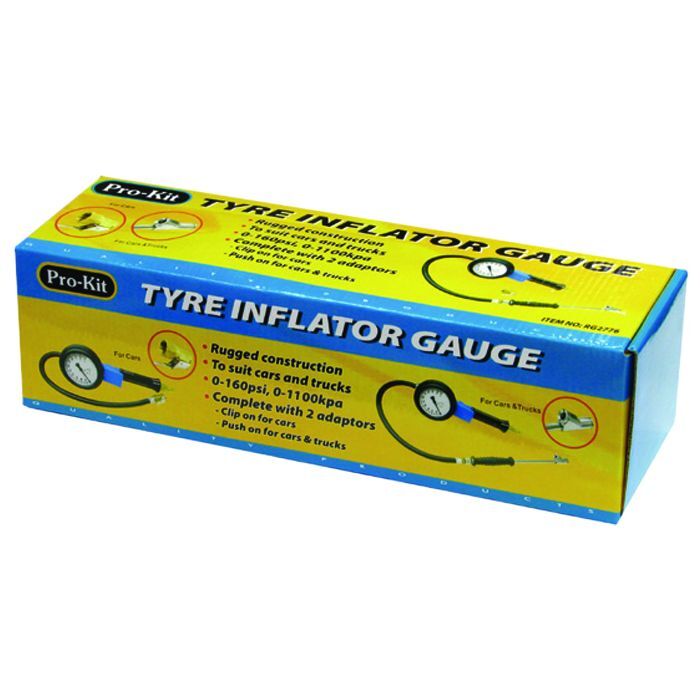 Protyre Tyre Inflator With Dial Gauge H/Duty With 2 Adaptors