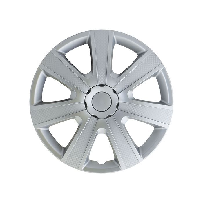 PC Covers 4 Piece Silver With Silver Carbon Look Wheel Cover Set 14''