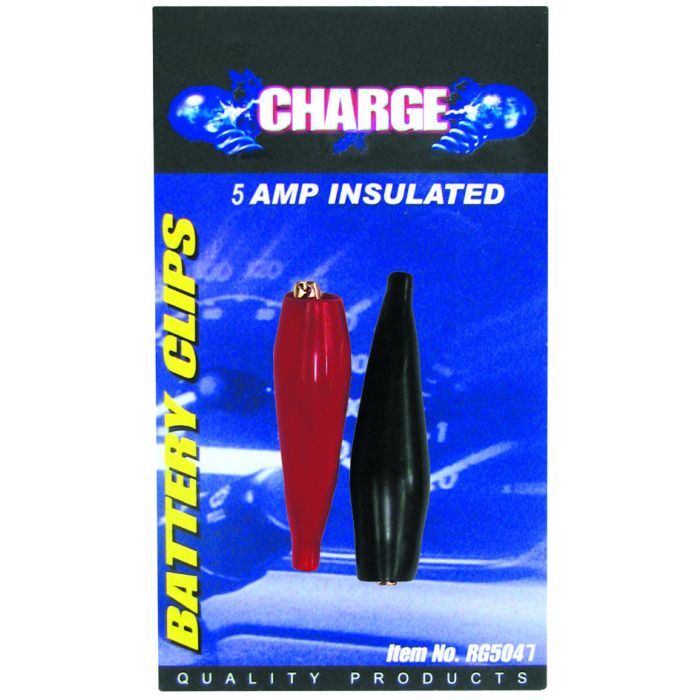 Charge Battery Clip 2Pc 5Amp Insulated